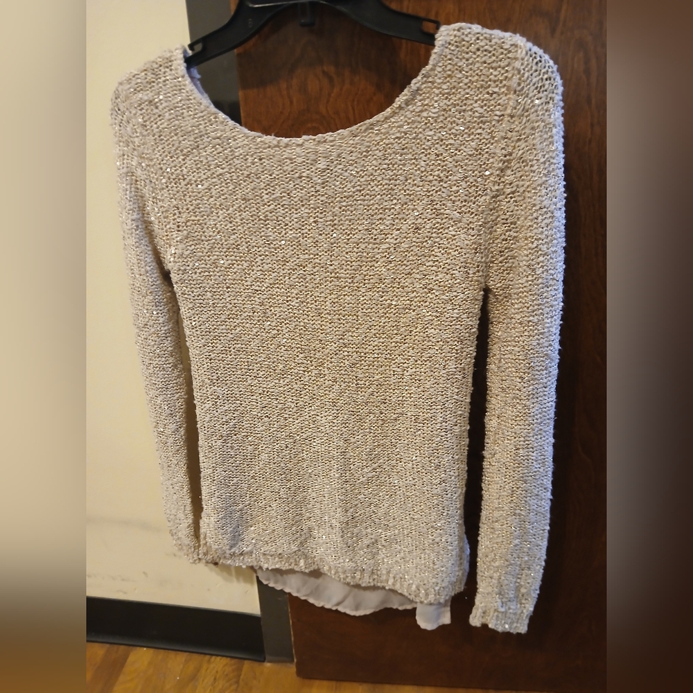 NWOT/ APT 9 blush pink sequin lined sweater